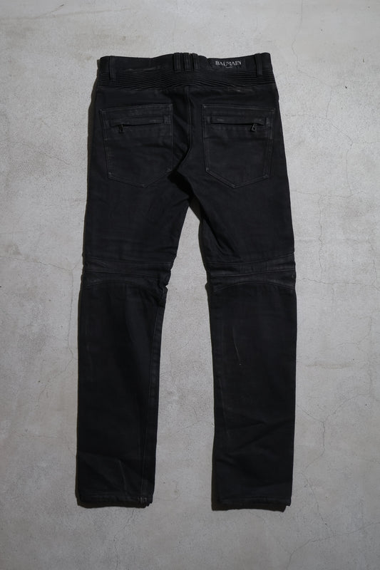 Balmain SS15 Waxed Biker Denim