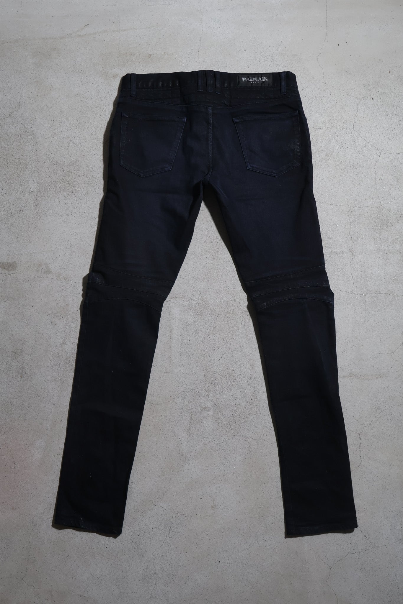 Balmain AW12 Waxed Quilted Biker Denim