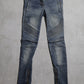 Balmain AW15 Paneled Biker Denim