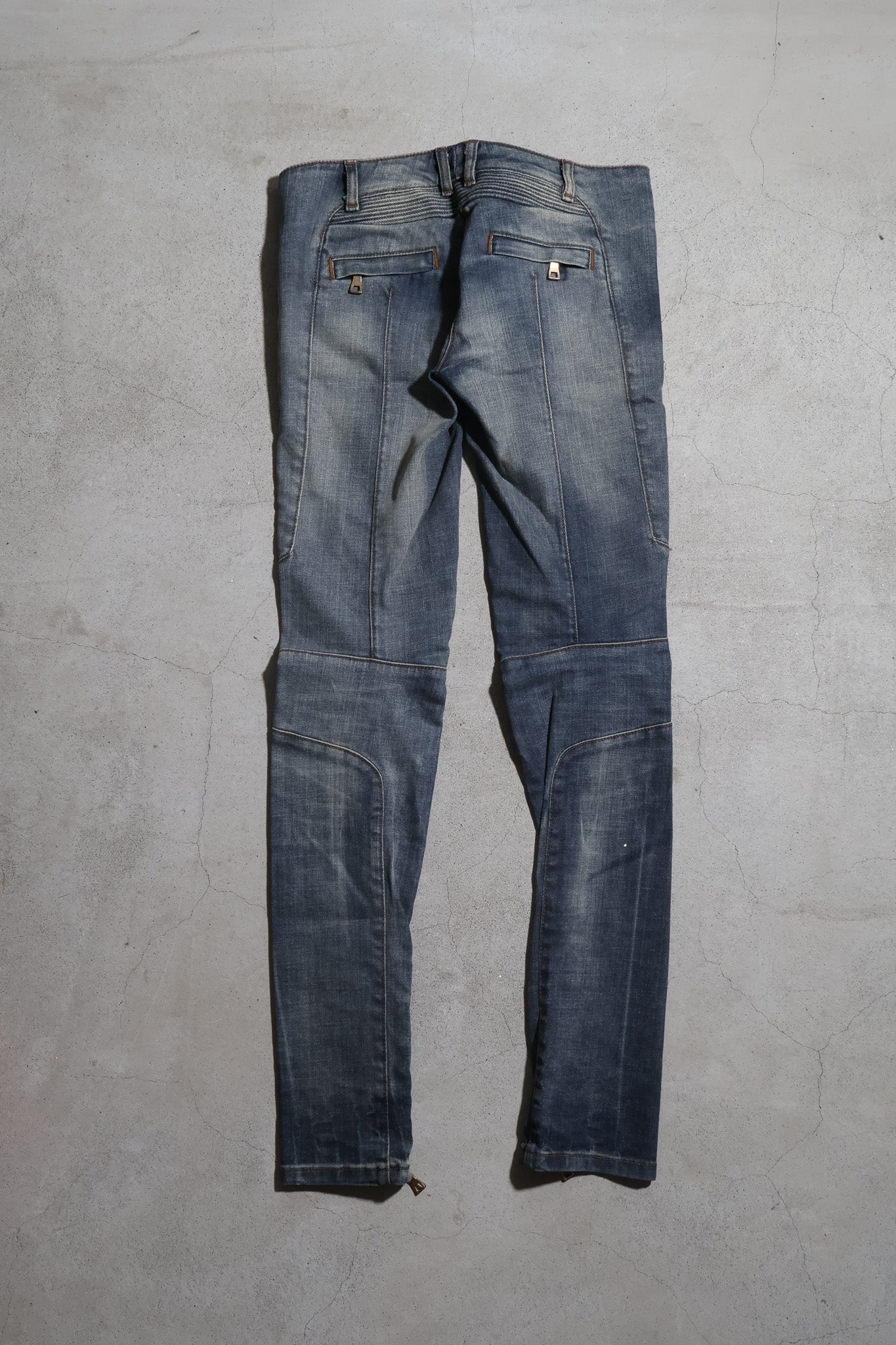 Balmain AW15 Paneled Biker Denim
