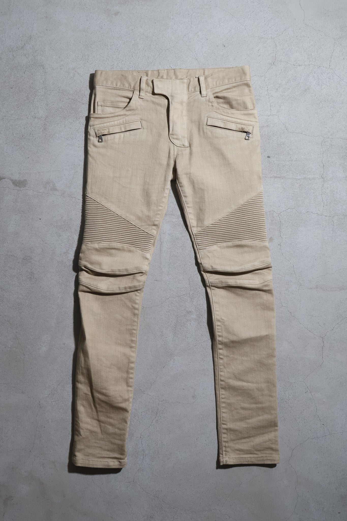 Balmain Homme SS13 Beige Biker Denim