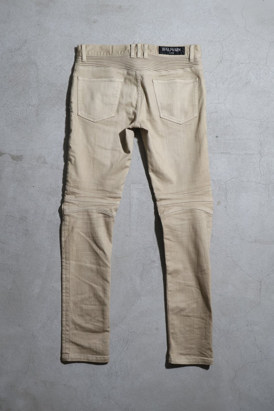 Balmain Homme SS13 Beige Biker Denim