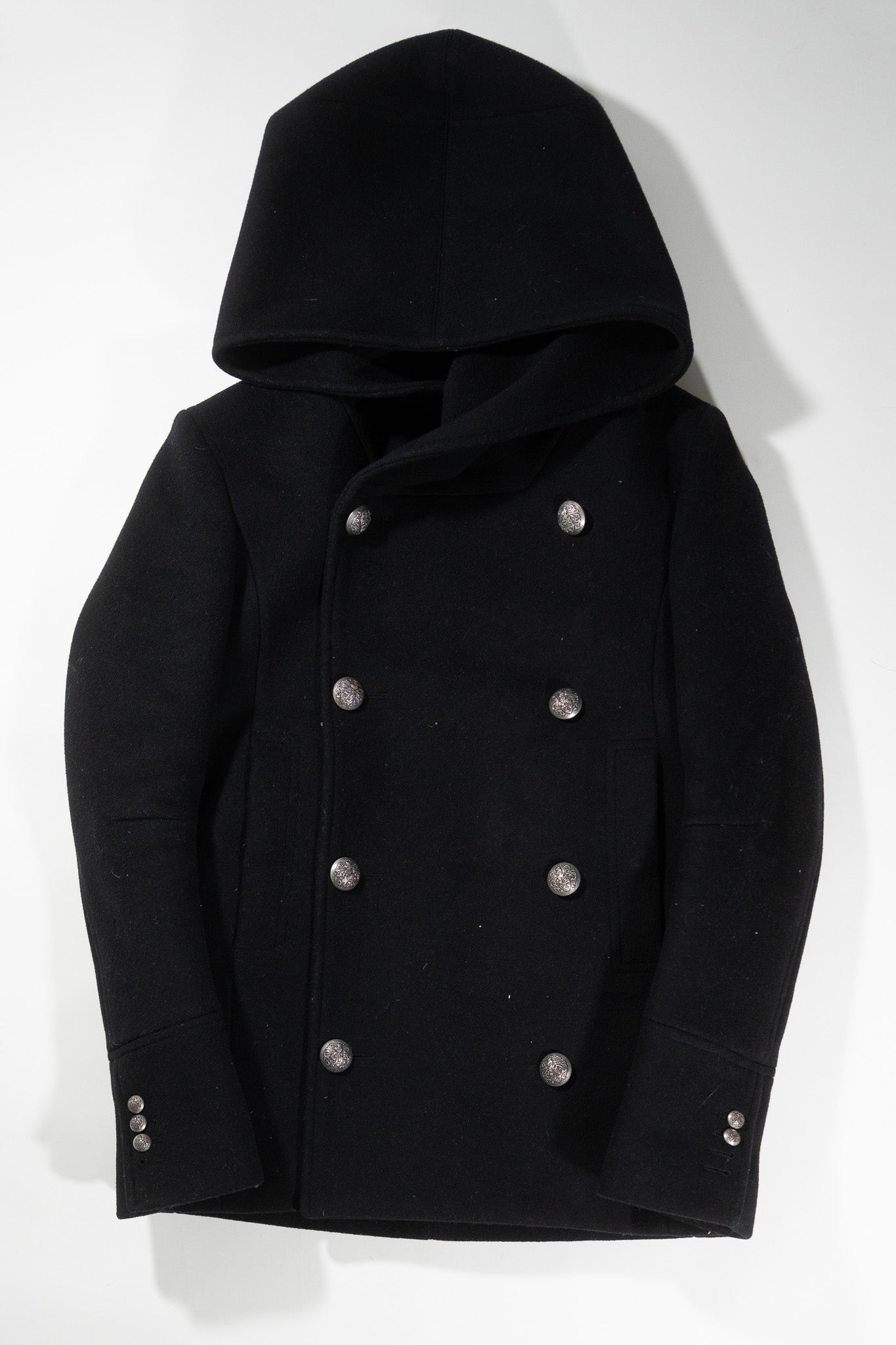 Balmain AW15 Hooded Wool Coat