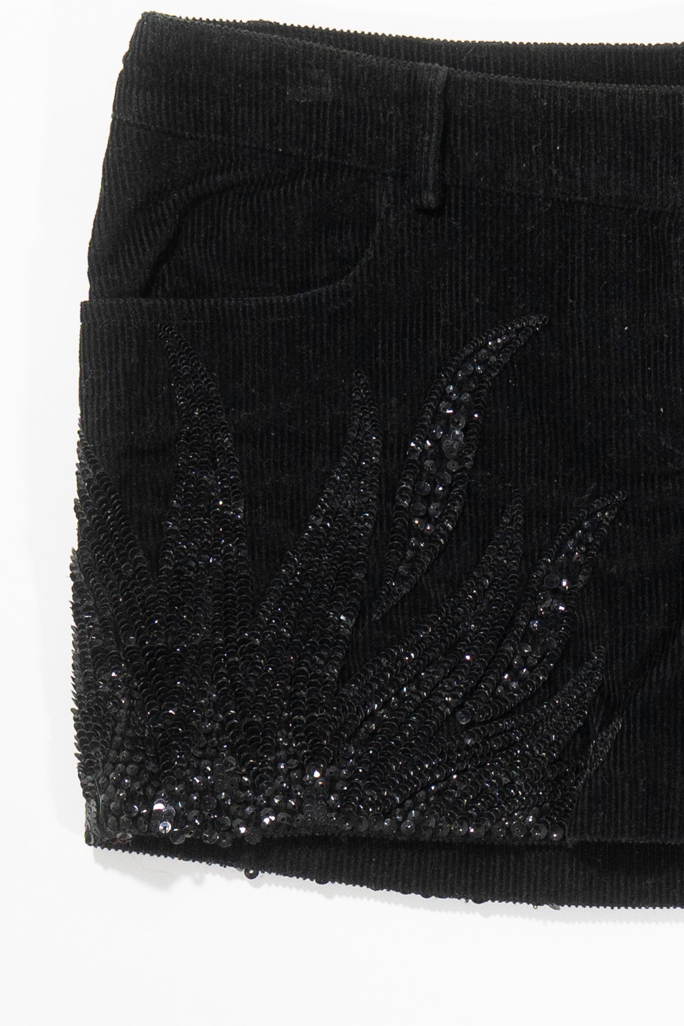 Balmain Corduroy Crystal Embellished Mini Skirt