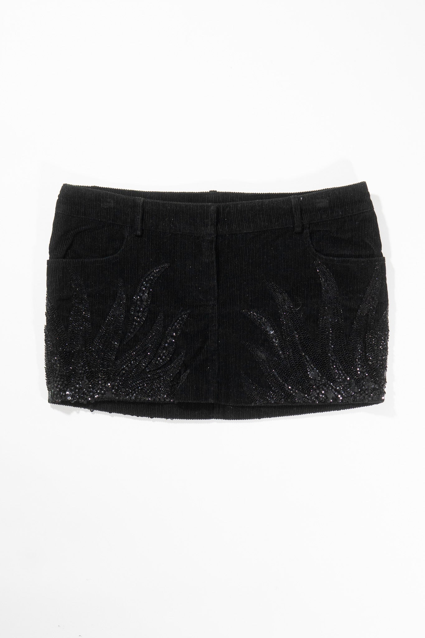 Balmain Corduroy Crystal Embellished Mini Skirt