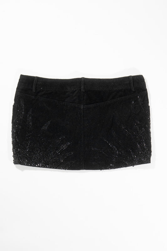 Balmain Corduroy Crystal Embellished Mini Skirt