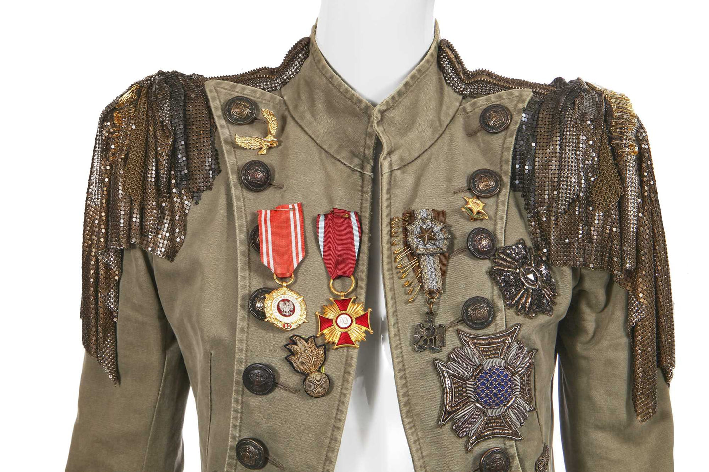 Balmain SS10 Runway Chainmail Military Coat